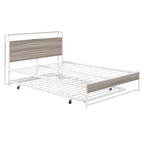White Metal Full Bed Frame With Trundle