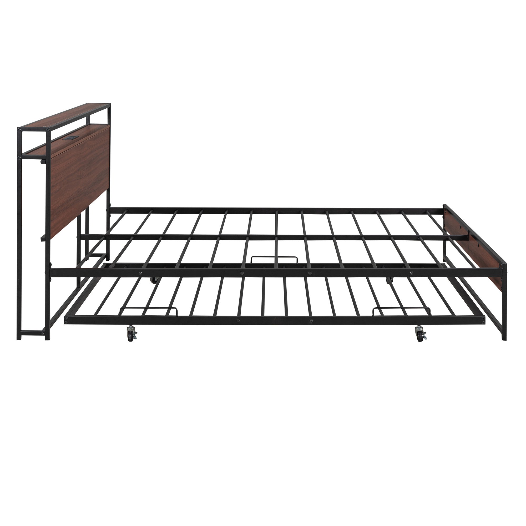 Black Metal Queen Bed Frame With Trundle