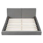 Gray Tufted Velvet Upholstered Queen Bed Frame