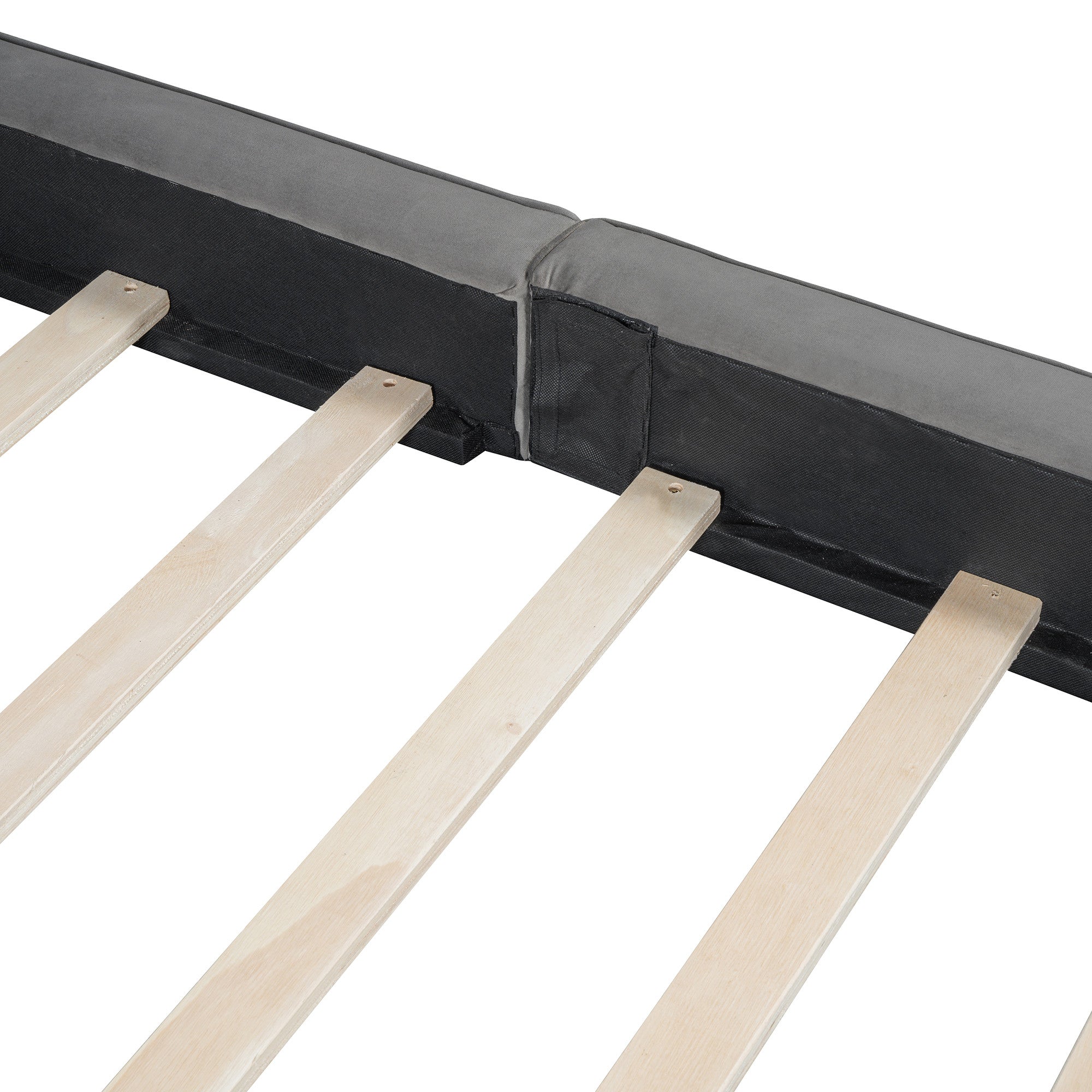 Gray Tufted Velvet Upholstered Queen Bed Frame