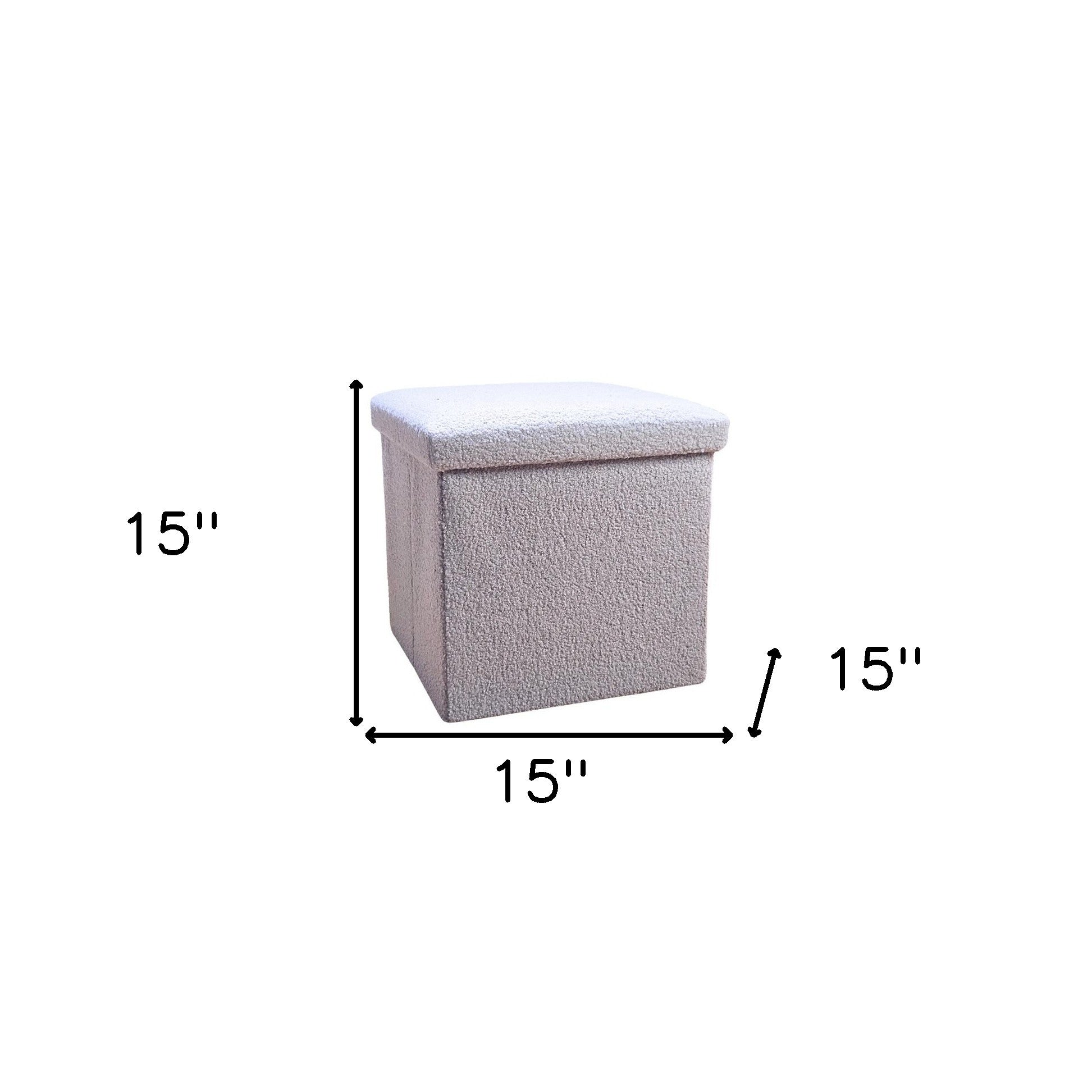 15" Gray Boucle Cube Storage Ottoman