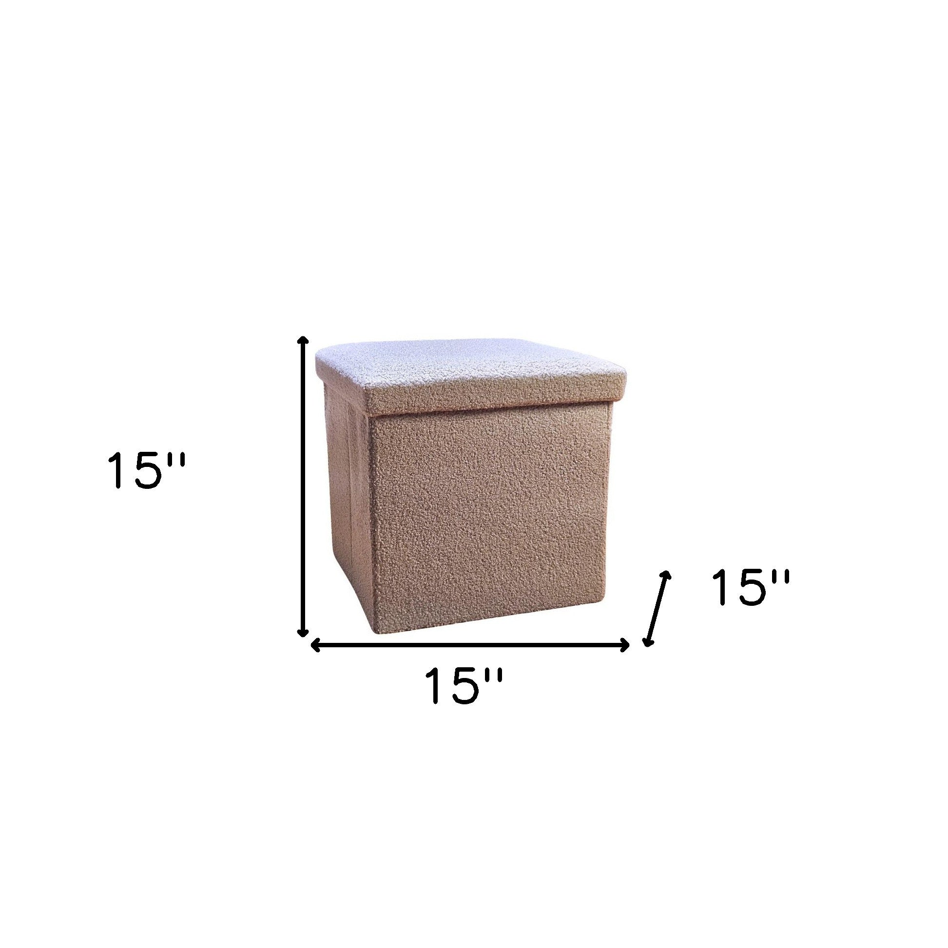 15" Taupe Boucle Cube Storage Ottoman