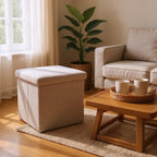 15" Taupe Boucle Cube Storage Ottoman