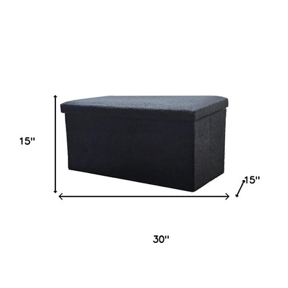 30" Black Boucle Storage Ottoman