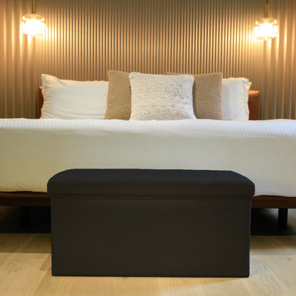 30" Black Boucle Storage Ottoman