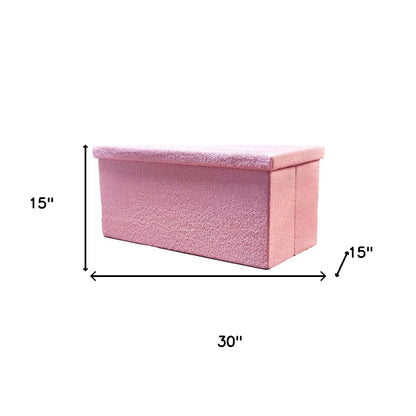 30" Pink Boucle Storage Ottoman