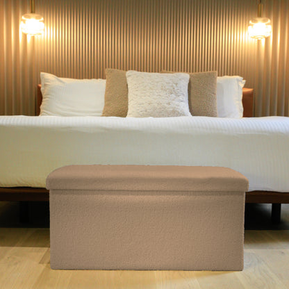 30" Taupe Boucle Storage Ottoman