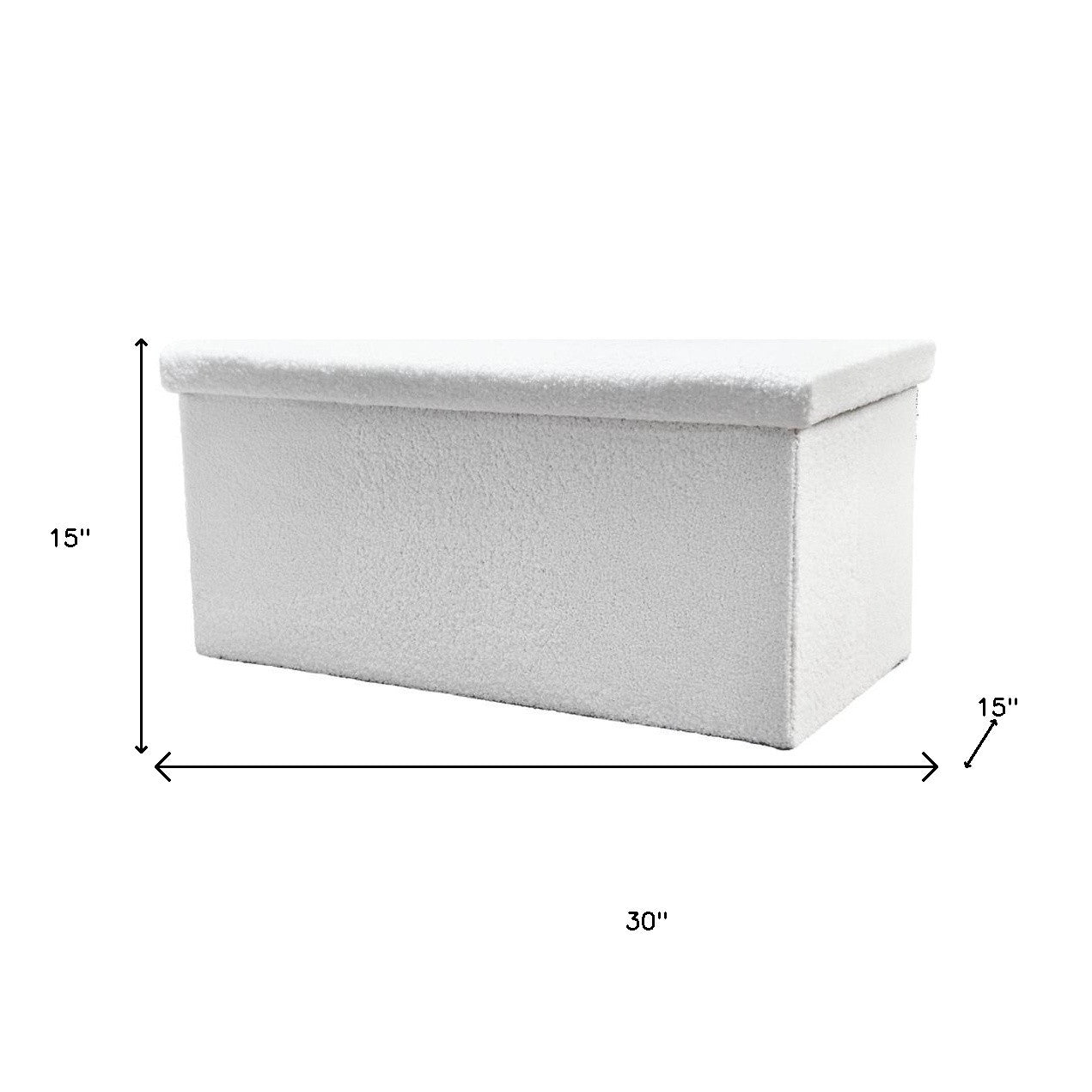 30" White Boucle Storage Ottoman