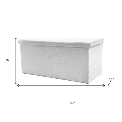 30" White Boucle Storage Ottoman