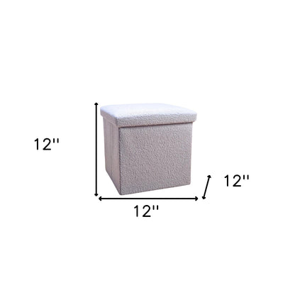12" Gray Boucle Cube Storage Ottoman