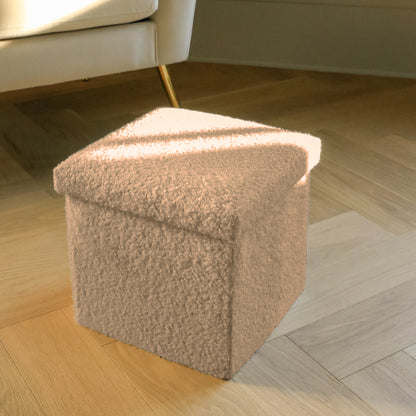 12" Taupe Boucle Cube Storage Ottoman