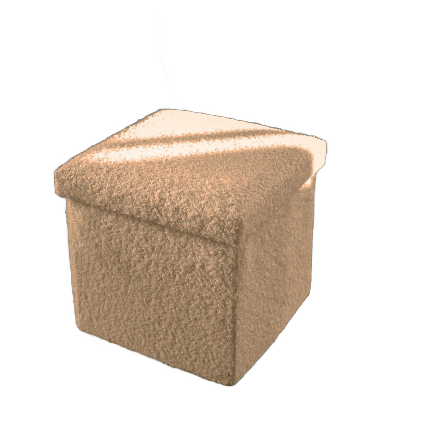 12" Taupe Boucle Cube Storage Ottoman