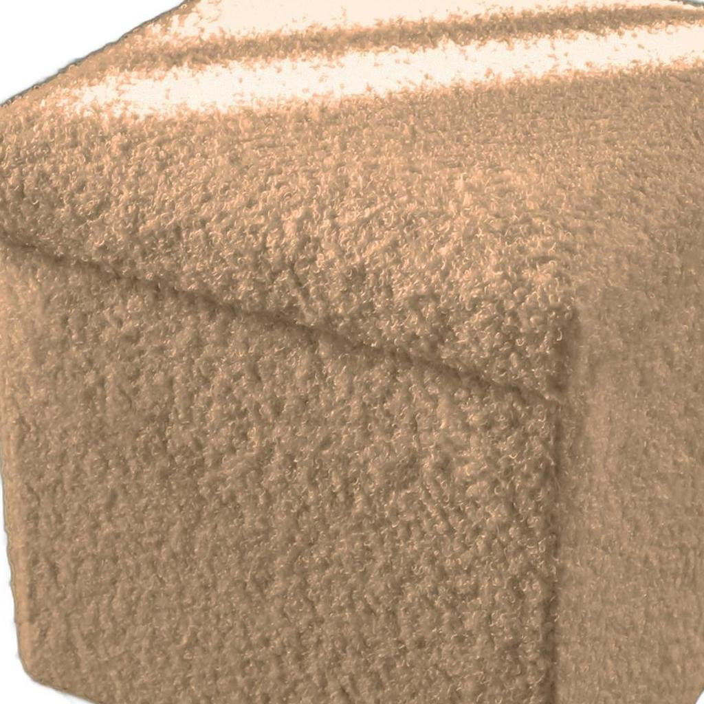 12" Taupe Boucle Cube Storage Ottoman