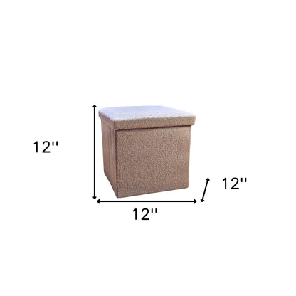 12" Taupe Boucle Cube Storage Ottoman