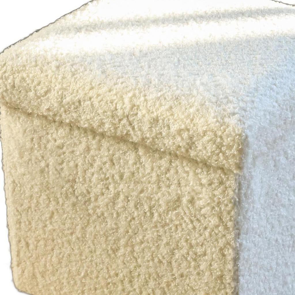 12" White Boucle Cube Storage Ottoman