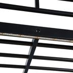 Black Four Poster Wood Full Double Loft Bed with Desk and Shelves