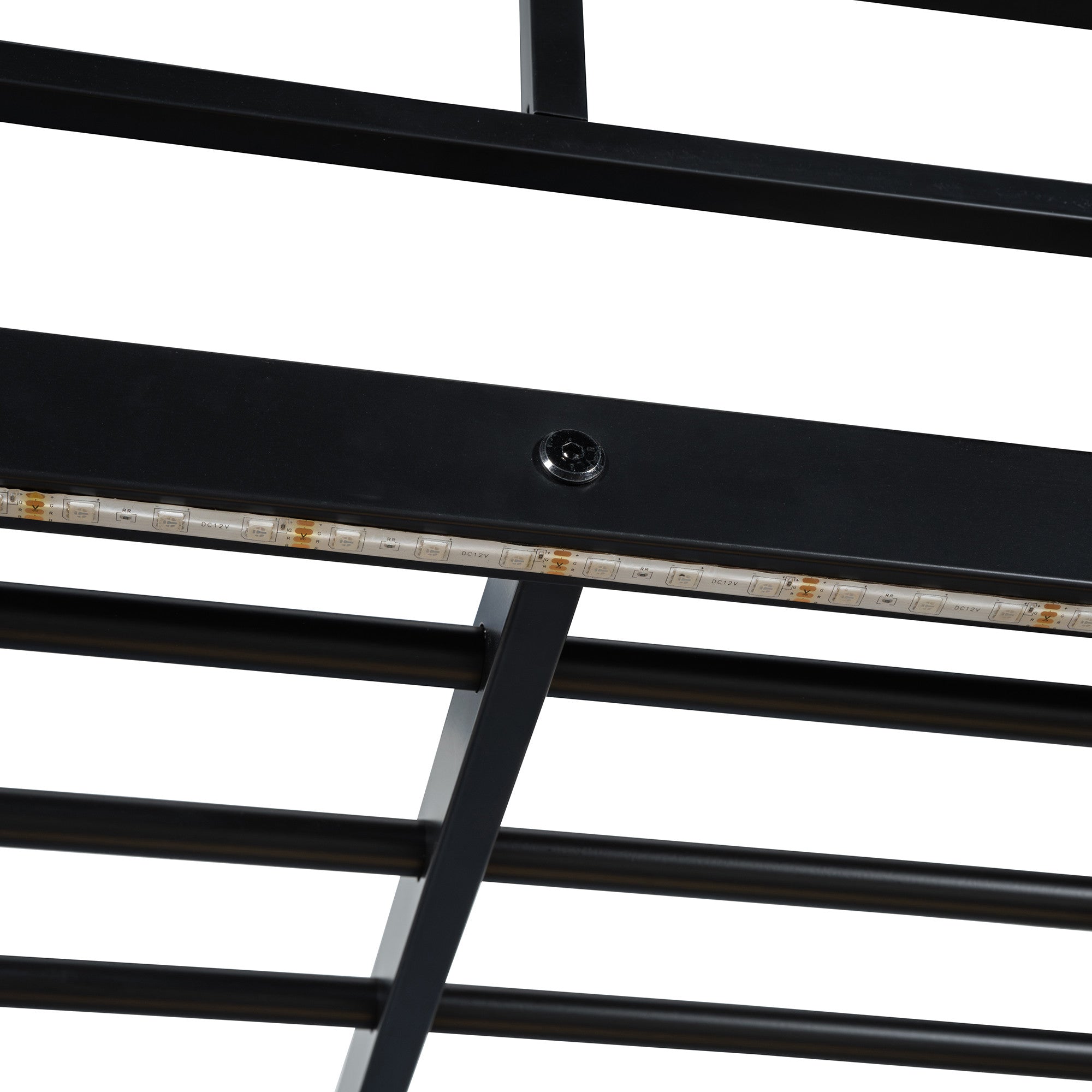 Black Four Poster Wood Full Double Loft Bed with Desk and Shelves