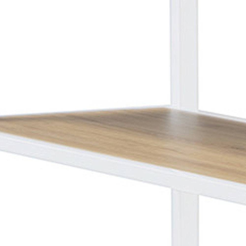 White Twin Over Full Industrial Metal Bunk Bed With Shelves