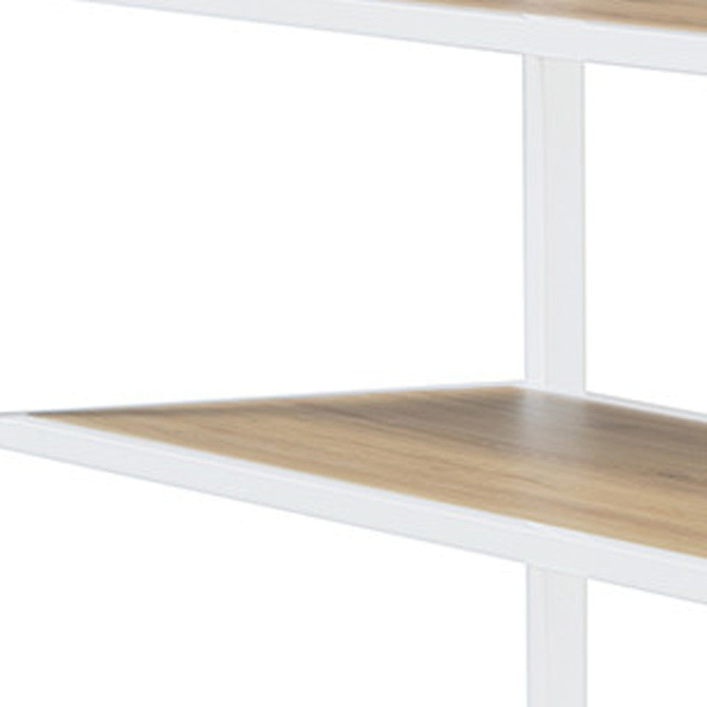 White Twin Over Full Industrial Metal Bunk Bed With Shelves