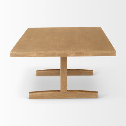 55" Natural Solid Wood Double Pedestal Coffee Table