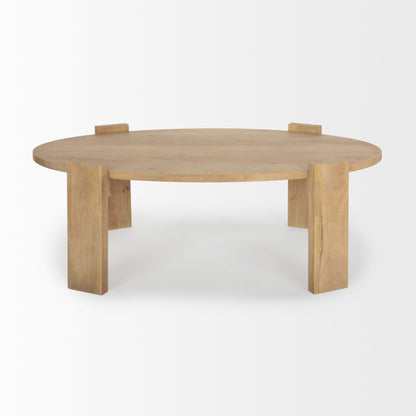 48" Natural Solid Wood Oval Coffee Table
