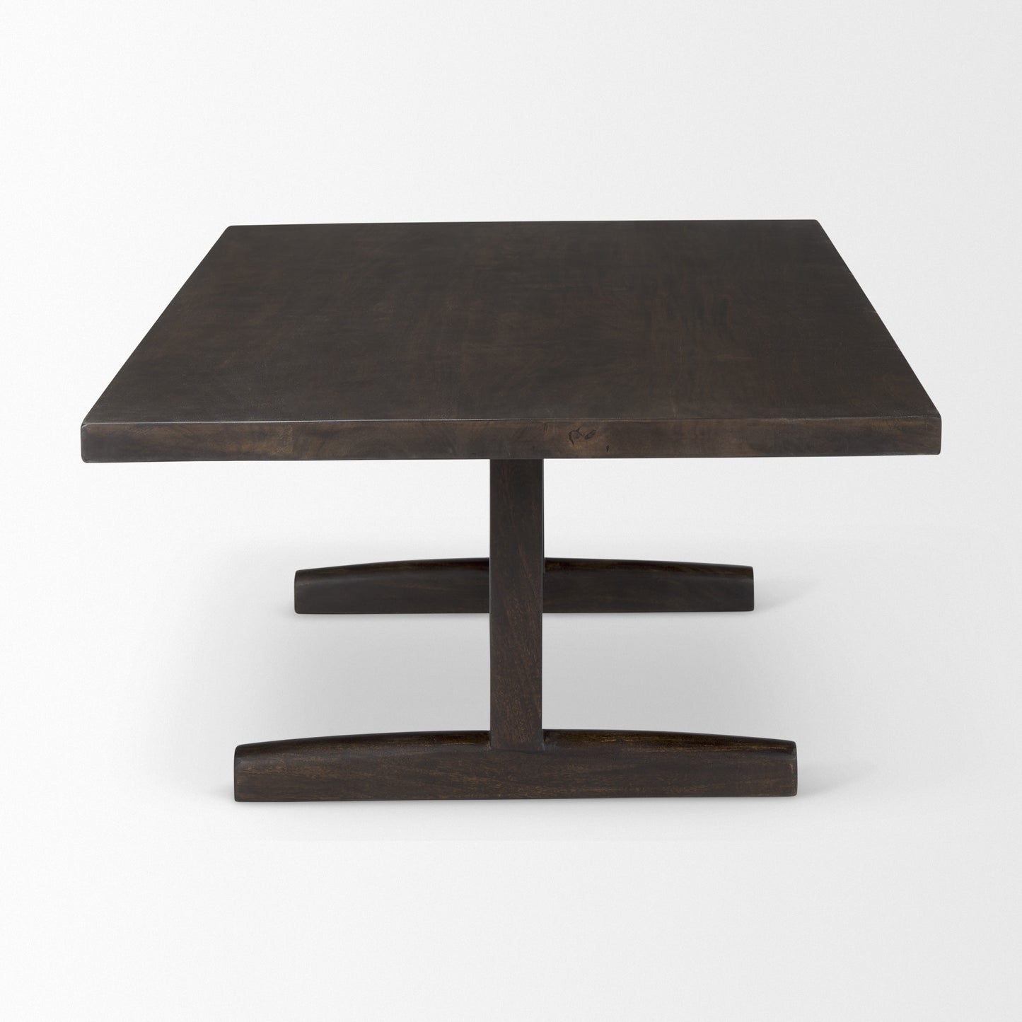 55" Dark Brown Solid Wood Double Pedestal Coffee Table