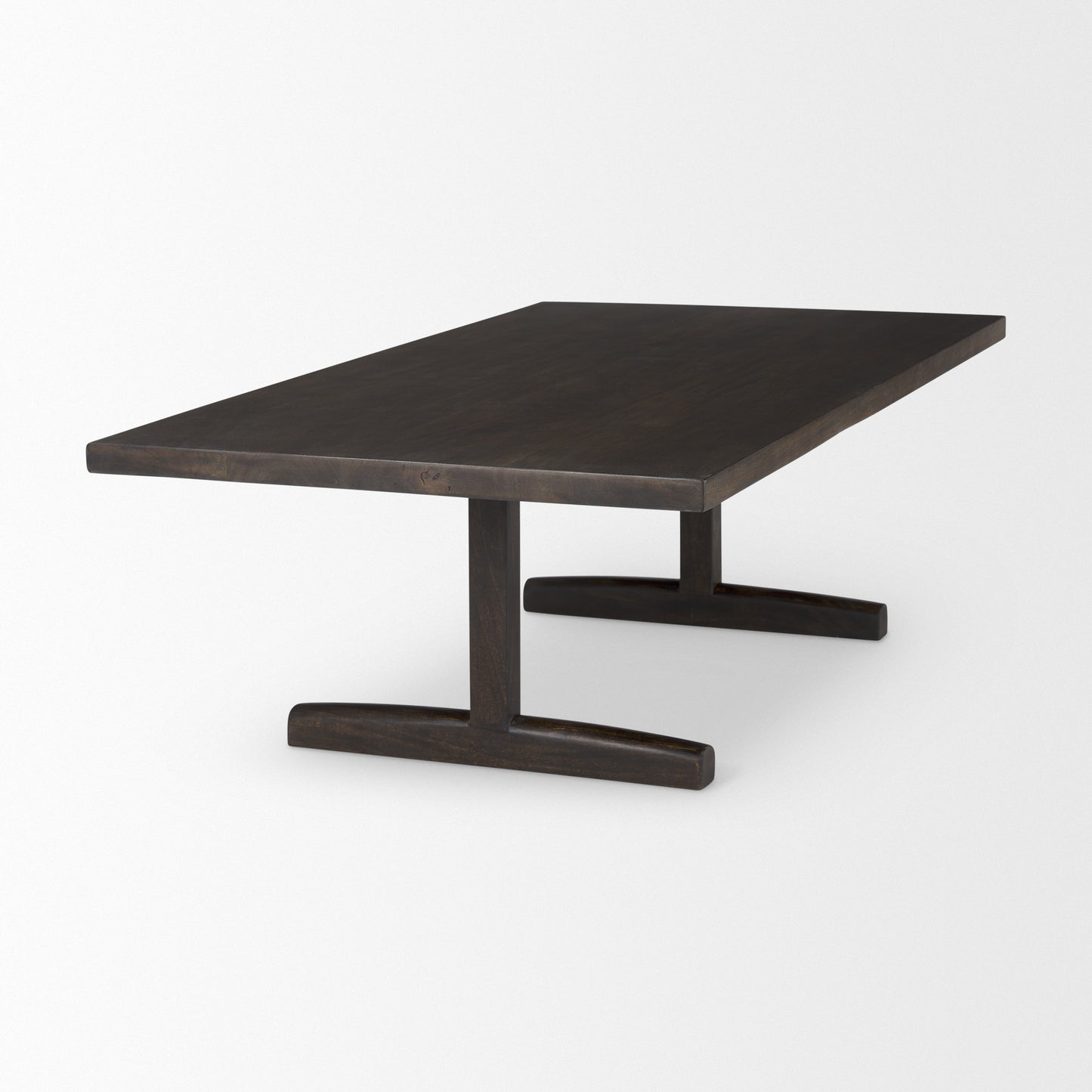 55" Dark Brown Solid Wood Double Pedestal Coffee Table