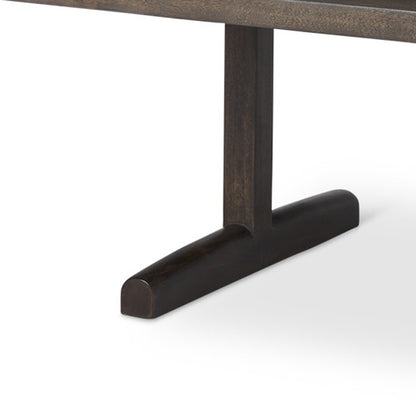 55" Dark Brown Solid Wood Double Pedestal Coffee Table