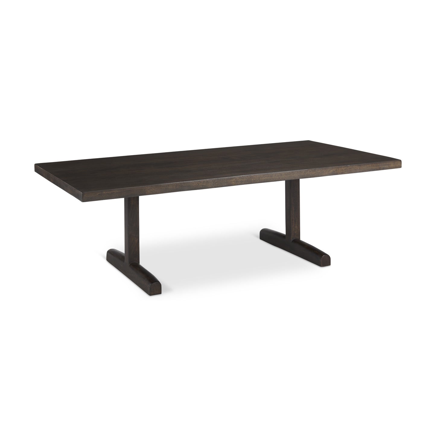 55" Dark Brown Solid Wood Double Pedestal Coffee Table