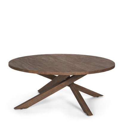 42" Brown Solid Wood Round Cross Legs Coffee Table