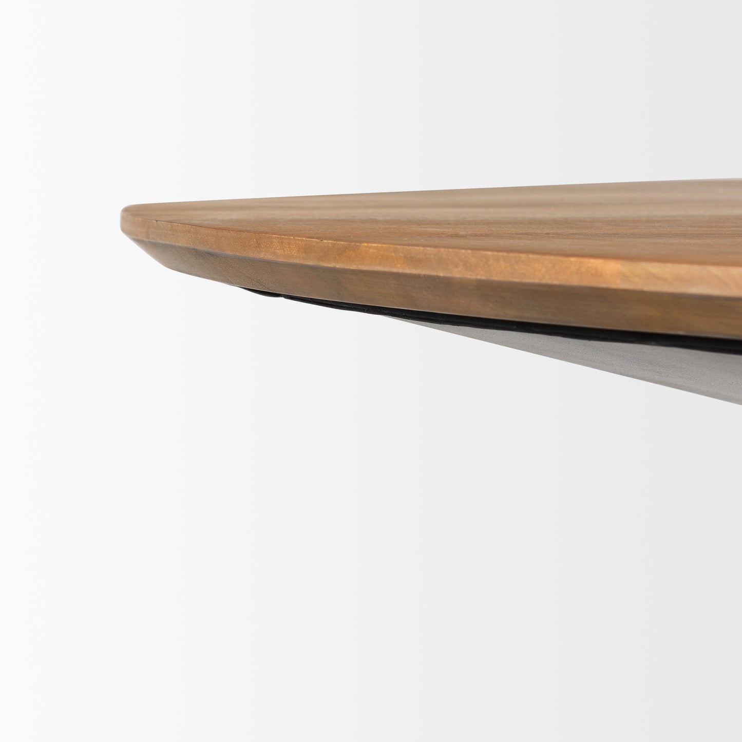 63" Brown and Black Solid Wood and Metal Pedestal Base Round Top Dining Table