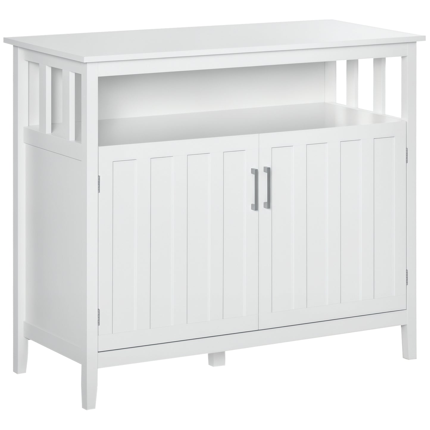 Sideboard Buffet Cabinet, Coffee Bar Cabinet with 2 Doors and Adjustable Shelves, Console Table for Kitchen Entryway Living Room, White