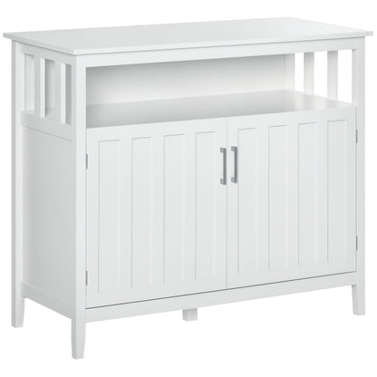 Sideboard Buffet Cabinet, Coffee Bar Cabinet with 2 Doors and Adjustable Shelves, Console Table for Kitchen Entryway Living Room, White