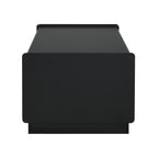 Modern Rectangle Coffee Table With 4 Drawers And 2 Display Shelves, Wood Coffee Table With Fluted Style, Tempered Glass For Living Room