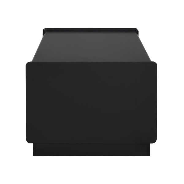 Modern Rectangle Coffee Table With 4 Drawers And 2 Display Shelves, Wood Coffee Table With Fluted Style, Tempered Glass For Living Room