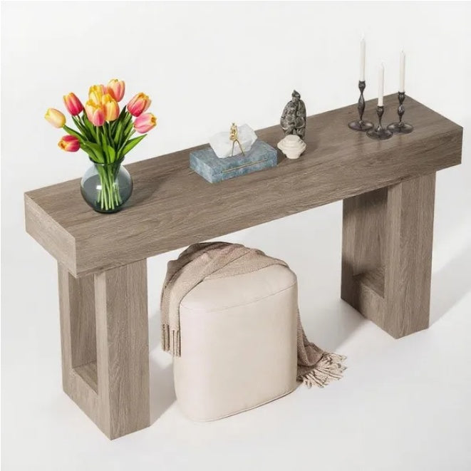 Long Console Table Wooden Rectangular Sofa Table Behind The Couch