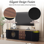 VIBE HAUS 70.8 Modern Minimalist TV Stand For TVs Up To 80 Inches, Entertainment Center With 3 Drawers And 1 Shelf, Metal Handles And 2 Cabinets For Living Room