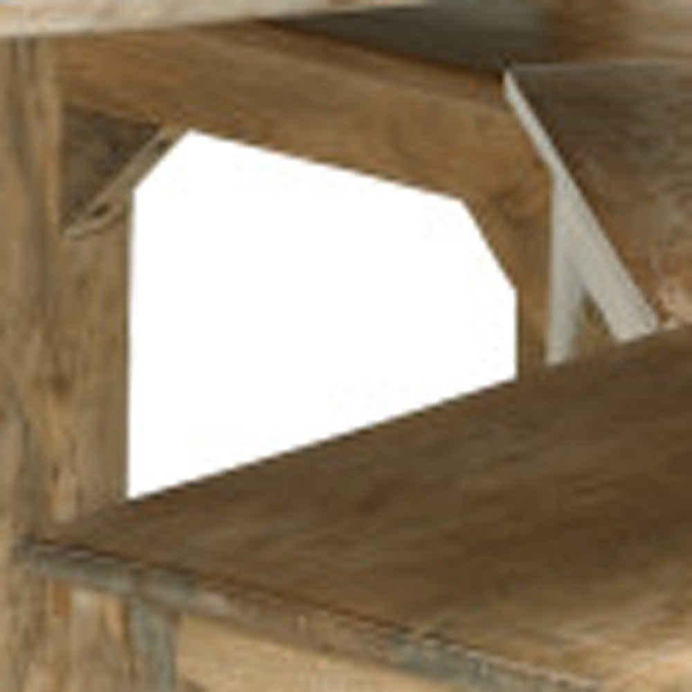 Seven Piece Natural Round Solid Wood Dining Set with Six Chairs