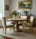 Five Piece Natural Round Solid Wood Dining Set with Four Chairs