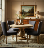 Five Piece Natural Round Solid Wood Dining Set with Four Chairs