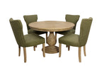 Five Piece Natural Round Solid Wood Dining Set with Four Chairs