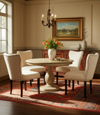 Five Piece Natural Round Solid Wood Dining Set with Four Chairs