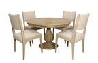 Five Piece Natural Round Solid Wood Dining Set with Four Chairs