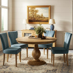 Five Piece Natural Round Solid Wood Dining Set with Four Chairs
