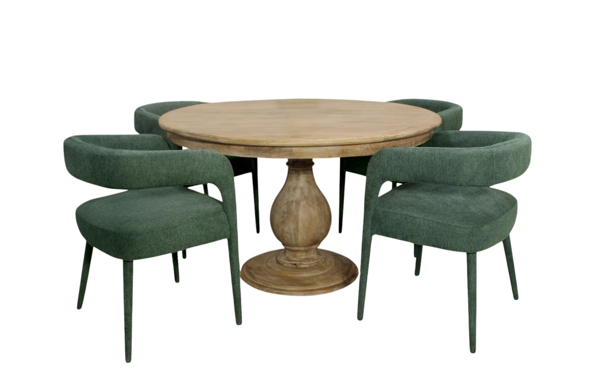 Five Piece Dark Brown Round Solid Wood Dining Set with Four Chairs