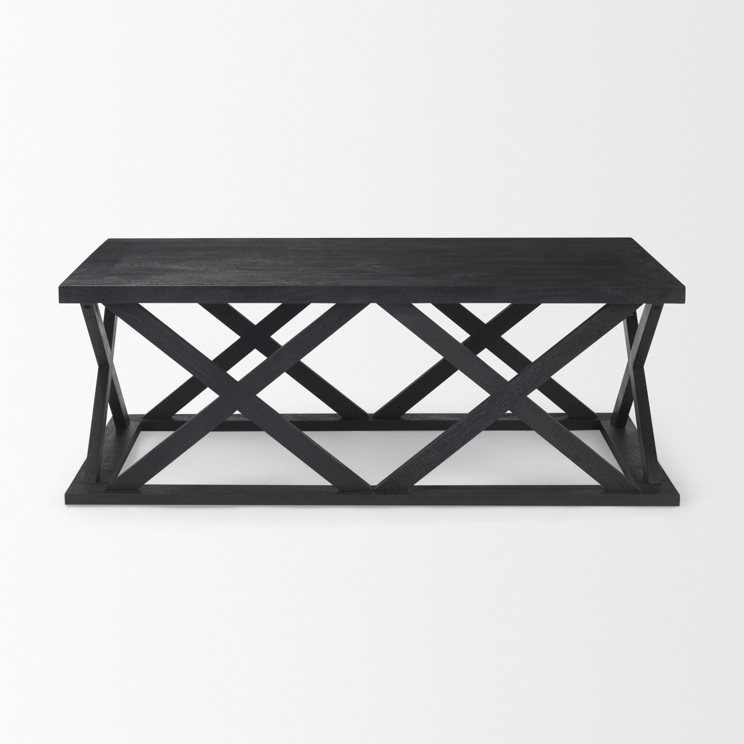 48" Black Solid Wood Geo Frame Coffee Table