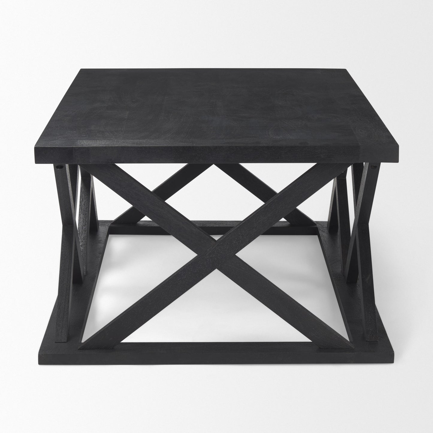 48" Black Solid Wood Geo Frame Coffee Table
