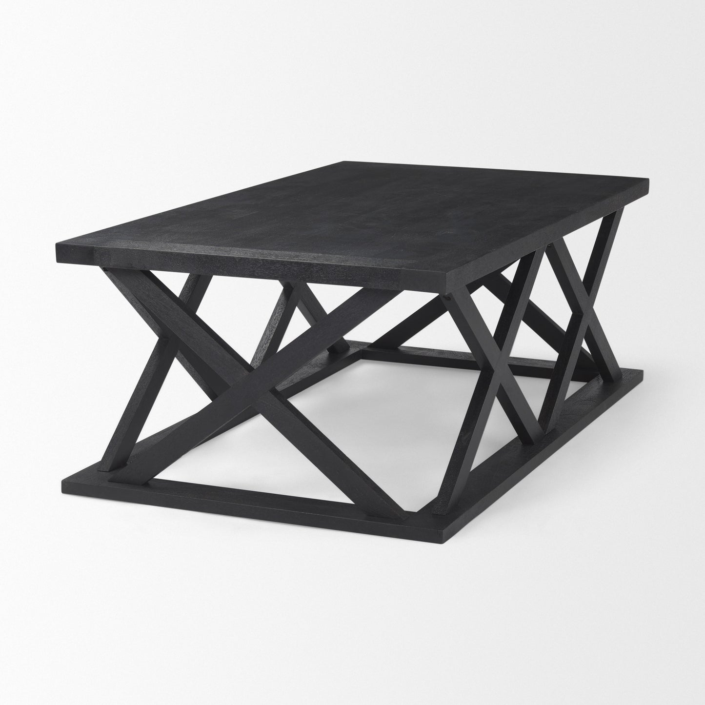 48" Black Solid Wood Geo Frame Coffee Table
