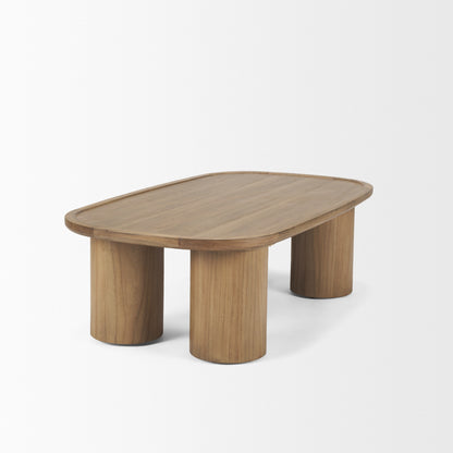 55" Natural Solid Wood Oval Coffee Table