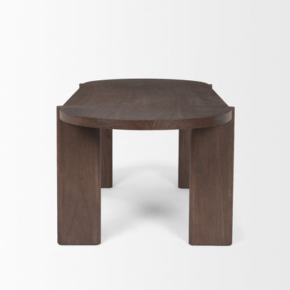 91" Brown Wood Oval Dining Table